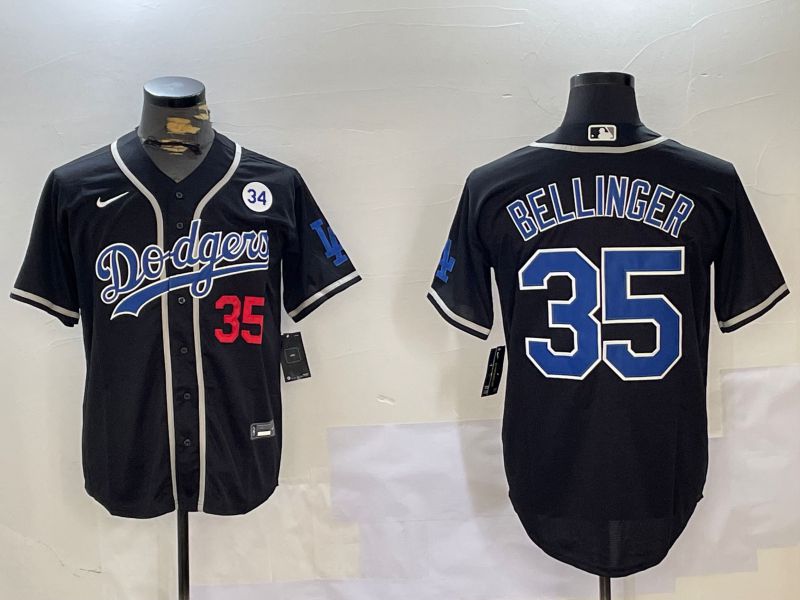 Men Los Angeles Dodgers 35 Bellinger Black Game 2024 Nike MLB Jersey style 11201